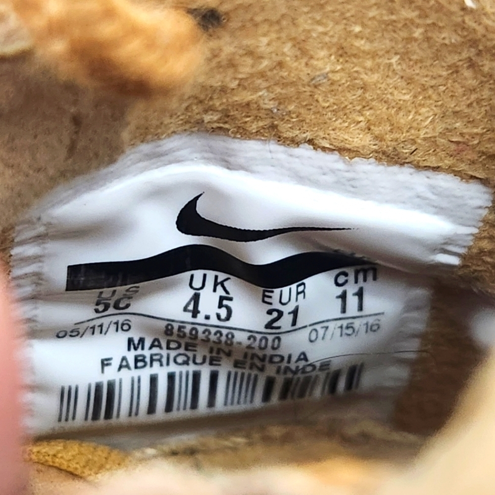 Nike Air Force 1 High‎ Top Camel Brown Nobuck Baby Size 5C  Lace Up - Picture 8 of 8